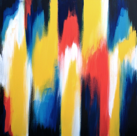 modern paintings abstract colorful original art large 36x36 red yellow blue gallery museum painting artist